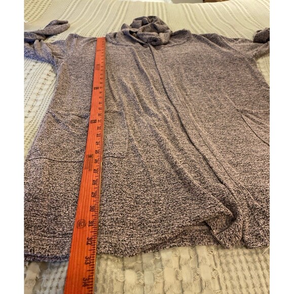 Hooded Cardigan Sweater Size ? 2X Gray Pink Open Front + Stretch Pockets - Picture 10 of 12